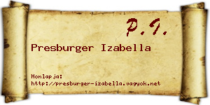 Presburger Izabella névjegykártya